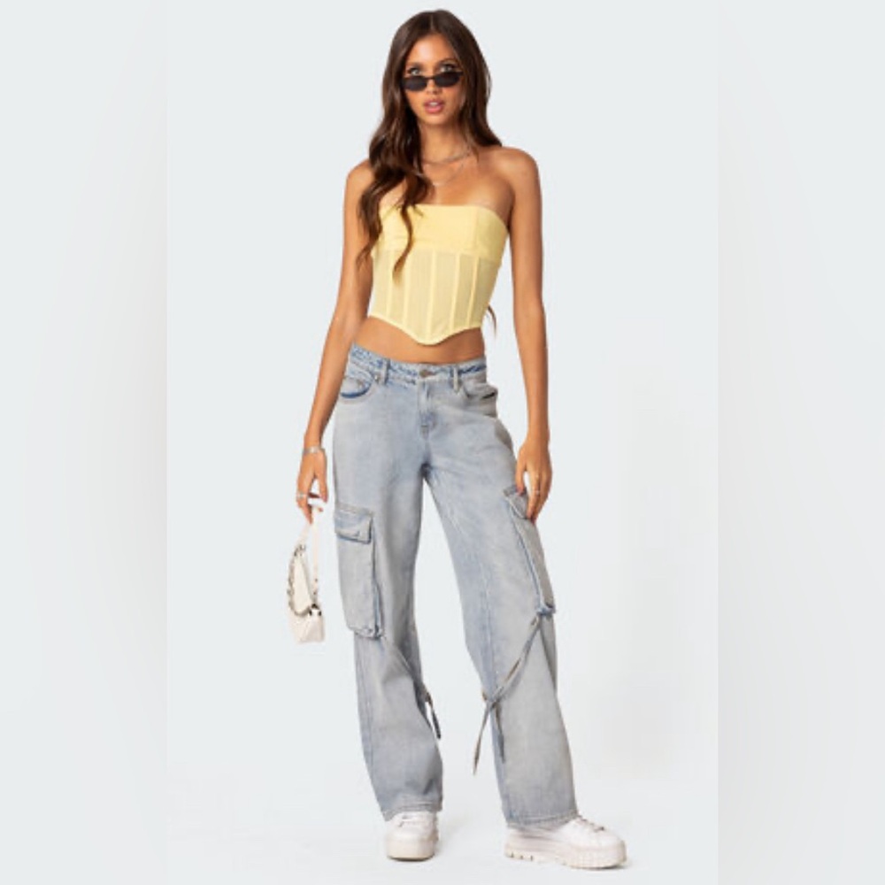 Zara NWT Denim Street Style Wide Leg Jeans Size 32.